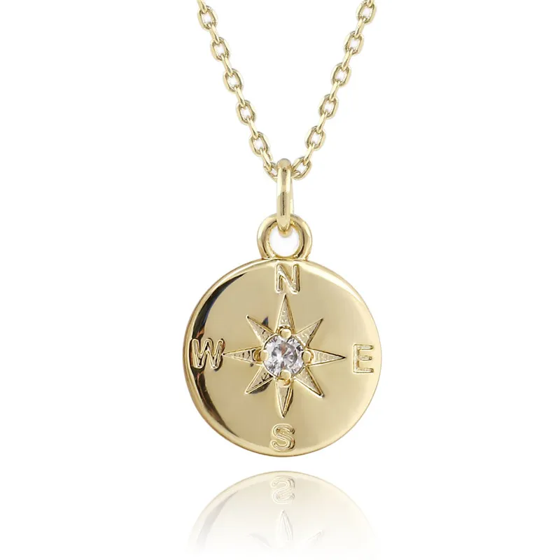 Women's 2019 Fashion Gold Chain Plated Necklace CZ Paved Round Compass Pendant Necklace Exquisite female birthday jewelry gifts
Women's 2019 Fashion Gold Chain Plated Necklace CZ Paved Round Compass Pendant Necklace Exquisite female birthday jewelry gifts
