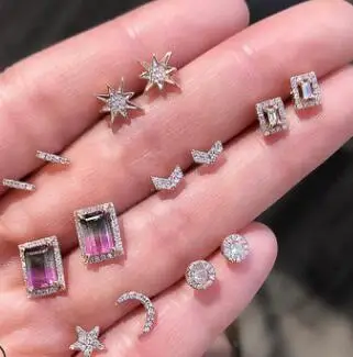 7 Pairs/set Boho Moon Star Purple Crystal Geometry Stud Earrings Set for Women Vintage Rhinestone Aros Wedding Bohemian Jewelry
7 Pairs/set Boho Moon Star Purple Crystal Geometry Stud Earrings Set for Women Vintage Rhinestone Aros Wedding Bohemian Jewelry