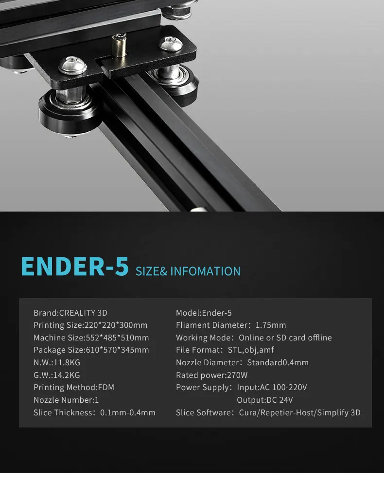 simple exquisite portable Ender5 3D Printer Kits Creality Built-in motherboard power supply Print stability Simple leveling
simple exquisite portable Ender5 3D Printer Kits Creality Built-in motherboard power supply Print stability Simple leveling