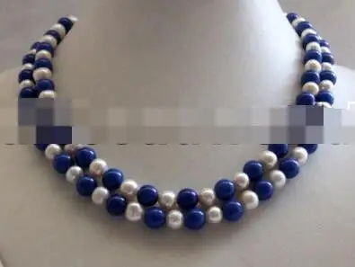 song voge gem nanJ2353 2 strands blue lapis lazuli and white color freshwater pearl necklace
song voge gem nanJ2353 2 strands blue lapis lazuli and white color freshwater pearl necklace