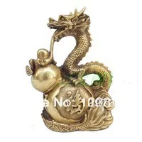 Chinese Dragon playing Gourd bronze statue