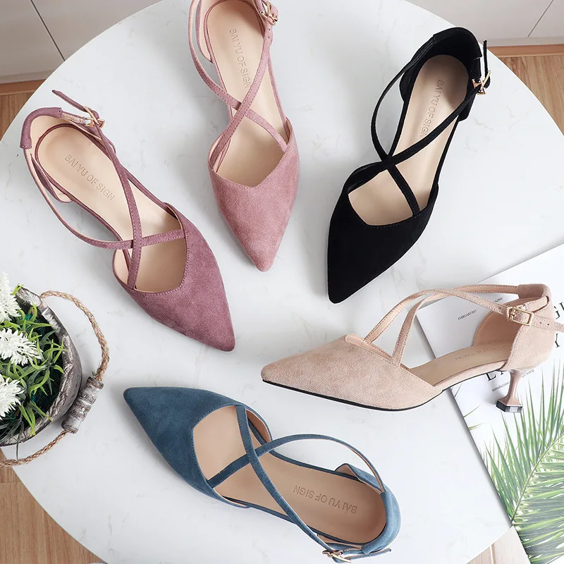 5cm High Heels Shoes Woman Cross-Tied Flock Pointed Toe Thin Heels Pumps Shoes Female Nude Elegant Sandals Party Wedding Shoes
5cm High Heels Shoes Woman Cross-Tied Flock Pointed Toe Thin Heels Pumps Shoes Female Nude Elegant Sandals Party Wedding Shoes