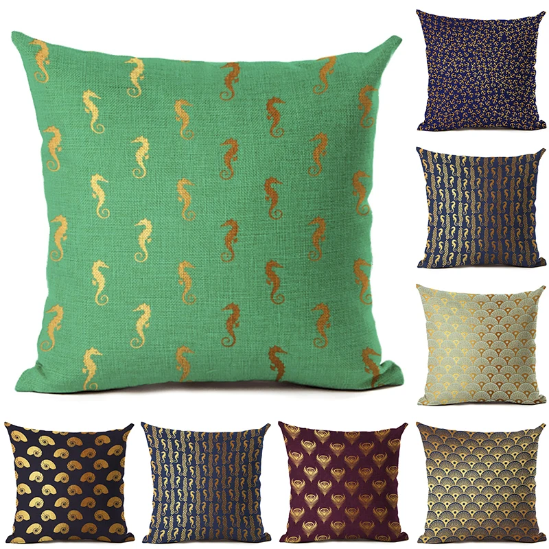 Bronzing Gold Shell Flowers Printed Anchor Cushion Cover Hippocampus Pillowcases Animals Pillow Cover 45 * 45 Geometric Pillows
Bronzing Gold Shell Flowers Printed Anchor Cushion Cover Hippocampus Pillowcases Animals Pillow Cover 45 * 45 Geometric Pillows