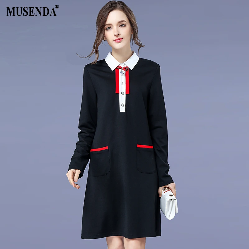 MUSENDA Plus Size Women Black Patchwork Bow Pockets Dress 2018 Spring Female Office Lady Casual Dresses Vestido Clothing Robe
MUSENDA Plus Size Women Black Patchwork Bow Pockets Dress 2018 Spring Female Office Lady Casual Dresses Vestido Clothing Robe