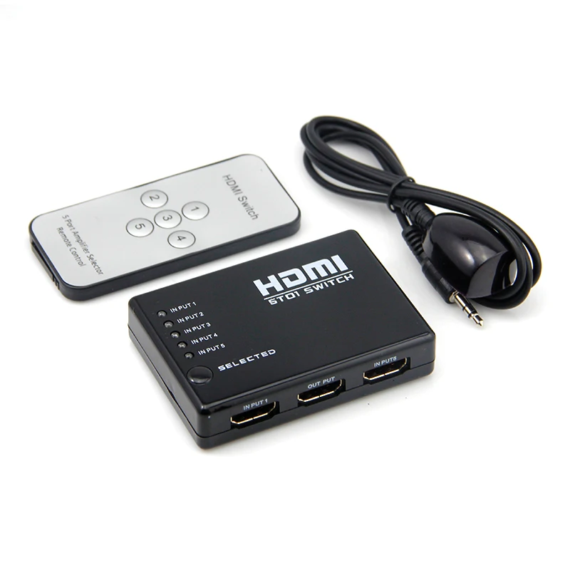 5 in 1 Out Splitter 5 Port 1080P HDMI Switch Switcher Selector with IR Remote Hot Sale KVW Switches
5 in 1 Out Splitter 5 Port 1080P HDMI Switch Switcher Selector with IR Remote Hot Sale KVW Switches