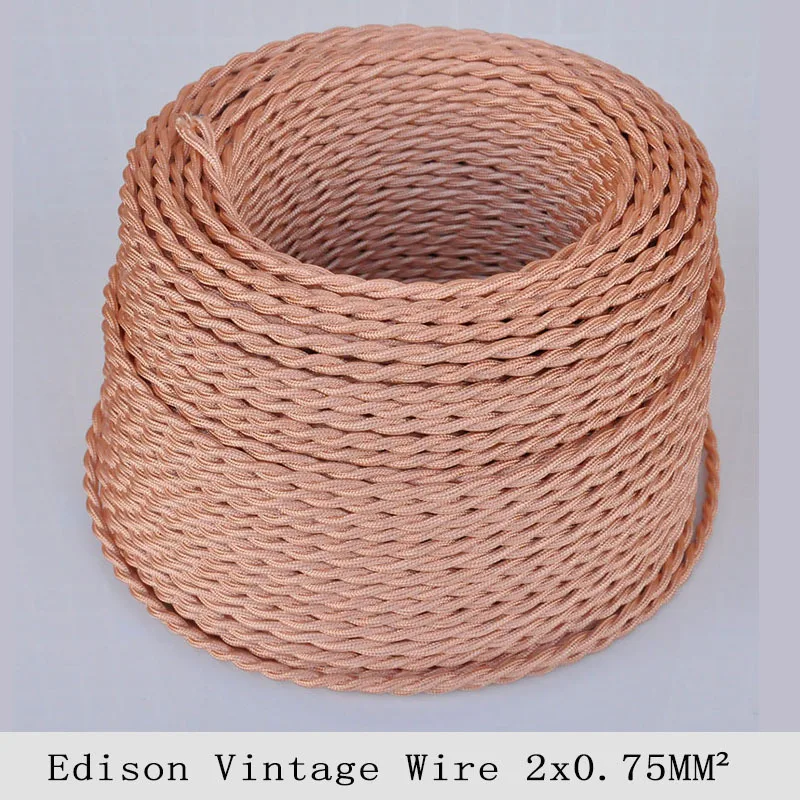2*0.75mm2 Rose Gold Vintage Lamp Cord Twisted Wire Retro Vintage Electrical Wire Edison Pendant Lamp Wire Textile Cable 10M/Lot
2*0.75mm2 Rose Gold Vintage Lamp Cord Twisted Wire Retro Vintage Electrical Wire Edison Pendant Lamp Wire Textile Cable 10M/Lot