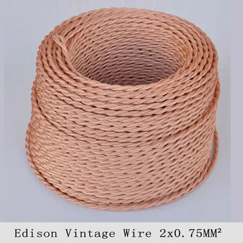 2*0.75mm2 Rose Gold Vintage Lamp Cord Twisted Wire Retro Vintage Electrical Wire Edison Pendant Lamp Wire Textile Cable 10M/Lot 
2*0.75mm2 Rose Gold Vintage Lamp Cord Twisted Wire Retro Vintage Electrical Wire Edison Pendant Lamp Wire Textile Cable 10M/Lot
