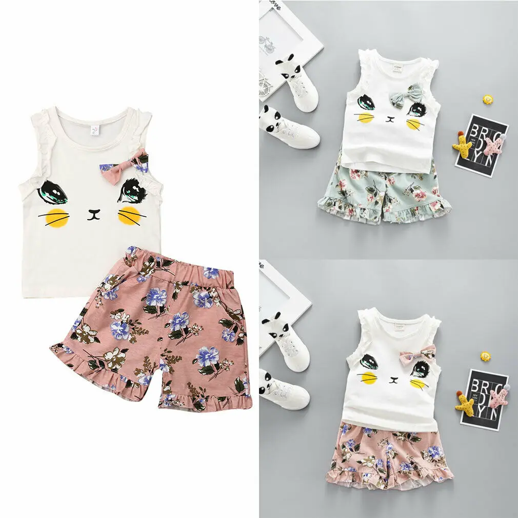 Toddler Cute Baby Girl Kids Fashion White Sleeveless Kitten Flowers Tops+Floral Short Pants Causal Summer Clothes Outfits Set
Toddler Cute Baby Girl Kids Fashion White Sleeveless Kitten Flowers Tops+Floral Short Pants Causal Summer Clothes Outfits Set