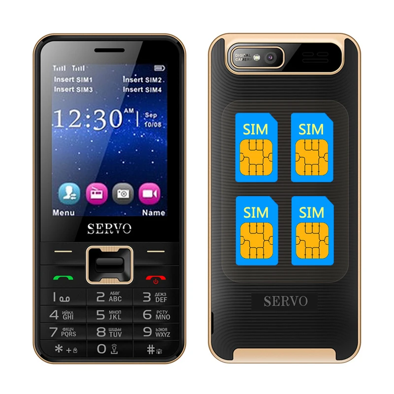 

SERVO V8100 4 SIM cards 4 standby mobile phone Quad SIM four SIM cards cell phone Quad Band 2.8 inch Flashlight MP3 GPRS P282