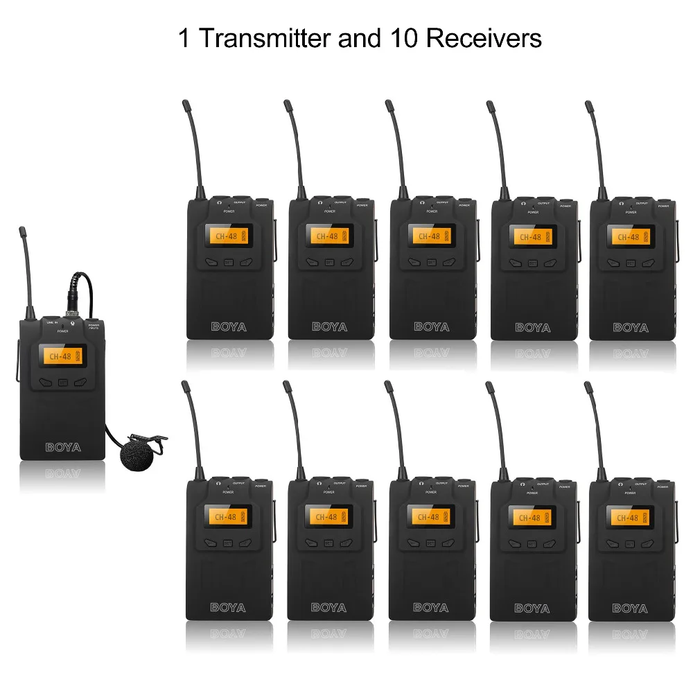 

Boya BY-WM6 Digital Wireless Tour Guide System Wireless Translation System audio guide system 1 Transmitter+10 Receivers