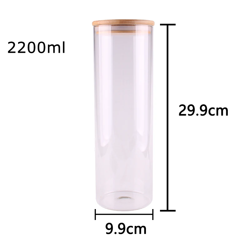 Large 2200ml Kitchen Food Candy Nuts Transparent Sealed Glass Storage Bottle Terrarium Can Jar with Bamboo Lid 9.9*29.9cm
Large 2200ml Kitchen Food Candy Nuts Transparent Sealed Glass Storage Bottle Terrarium Can Jar with Bamboo Lid 9.9*29.9cm