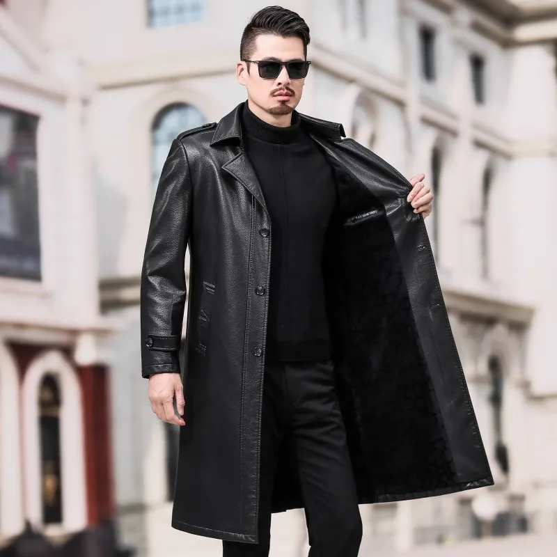 1966 New Autumn&Winter Clothes Plus Size Thickened Long Man Overcoat Long To Knee Coats Tide Men's Leather Trench Coat
1966 New Autumn&Winter Clothes Plus Size Thickened Long Man Overcoat Long To Knee Coats Tide Men's Leather Trench Coat
