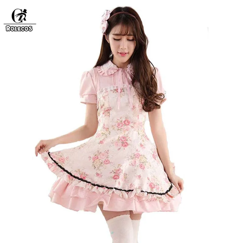 ROLECOS Sweet Lolita JSK Dress For Girls Party Lovely Short Sleevs Print Dress With Bownot Japanese Cospaly Princess Dress 2017
ROLECOS Sweet Lolita JSK Dress For Girls Party Lovely Short Sleevs Print Dress With Bownot Japanese Cospaly Princess Dress 2017