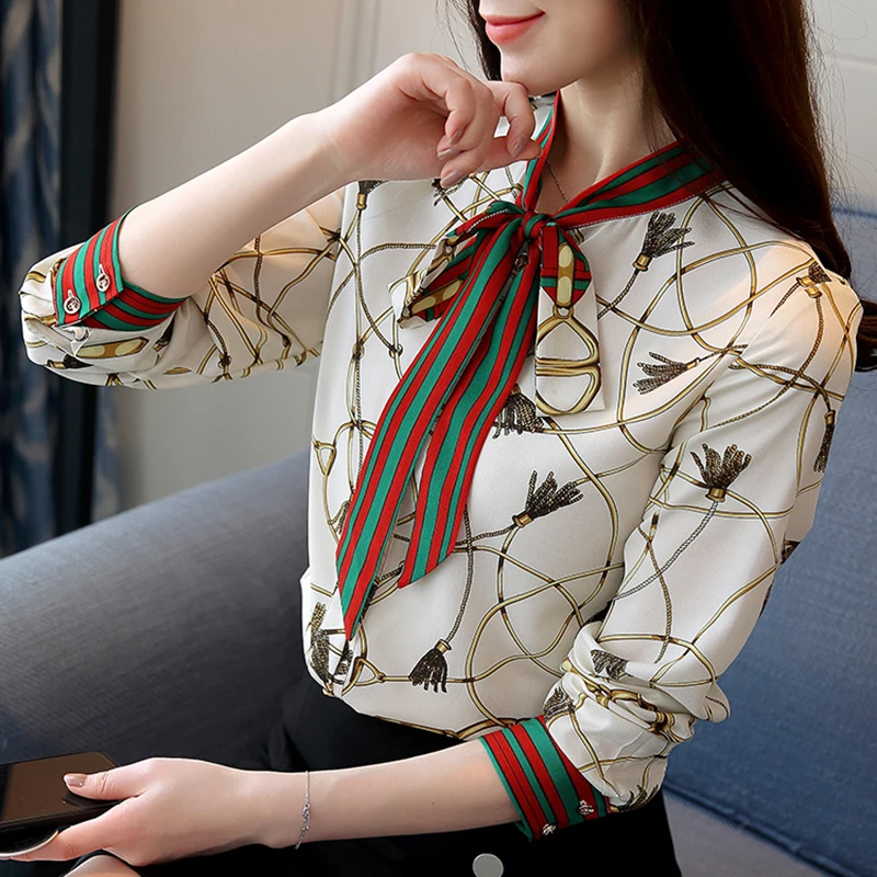 Women V-Neck Shirt Elegant Chiffon Blouse Bow Tops 2018 Autumn Long Sleeve Patchwork Print Shirts Ladies Clothes Blusas Feminina
Women V-Neck Shirt Elegant Chiffon Blouse Bow Tops 2018 Autumn Long Sleeve Patchwork Print Shirts Ladies Clothes Blusas Feminina