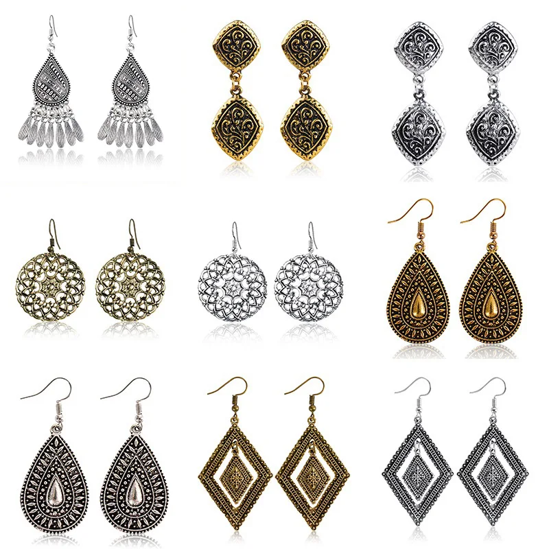 H:HYDE Vintage Ancient Gold Color Geometric Hollow Tassel Dangle Earrings Bohemia Metal Rhombic Round Drop Earring Women Jewelry
H:HYDE Vintage Ancient Gold Color Geometric Hollow Tassel Dangle Earrings Bohemia Metal Rhombic Round Drop Earring Women Jewelry