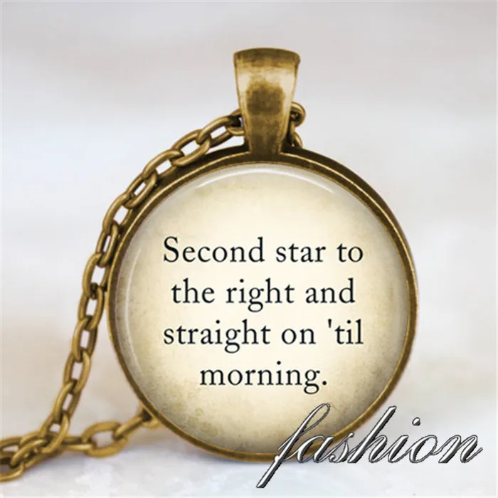 Фото Peter Pan quote pendant jewelry Second star to the right necklace gift for friend family | Украшения и аксессуары