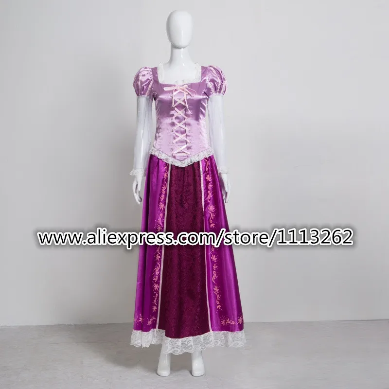 

The Princess Rapunzel Fancy Dress Adult Costumes for Halloween/Carnival Party Tangled Cosplay Costumes for Women Custom Any Size