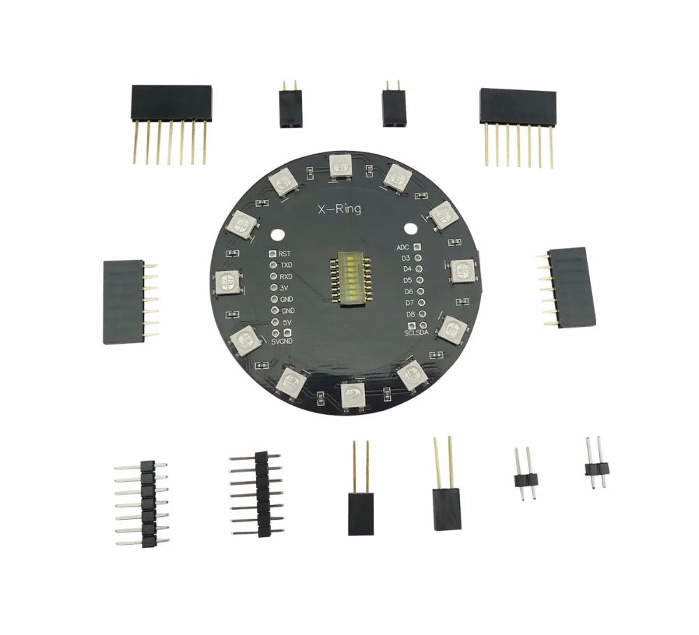 Aihasd WEMOS X-ring 12 Bits WS2812B RGB LED Ring Lamp Light Built-in 12 Colorful LED for ESP8266
Aihasd WEMOS X-ring 12 Bits WS2812B RGB LED Ring Lamp Light Built-in 12 Colorful LED for ESP8266