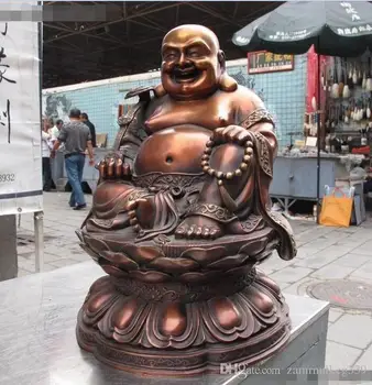 China Temple Red Bronze Copper Happy Laughter Ruyi Maitreya Lotus Buddha Statue
China Temple Red Bronze Copper Happy Laughter Ruyi Maitreya Lotus Buddha Statue
