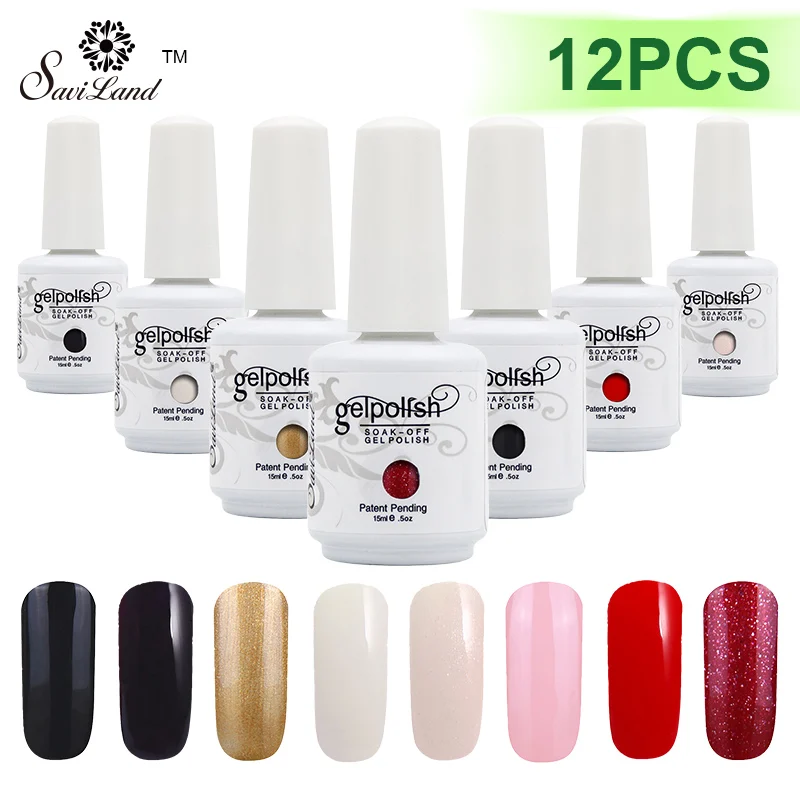 Saviland 12pcs 15ml Fashion Glitter Colors UV Gel Nail Polish Nail Art Varnish Semi Permanen LED Gel polish Lacquer
Saviland 12pcs 15ml Fashion Glitter Colors UV Gel Nail Polish Nail Art Varnish Semi Permanen LED Gel polish Lacquer