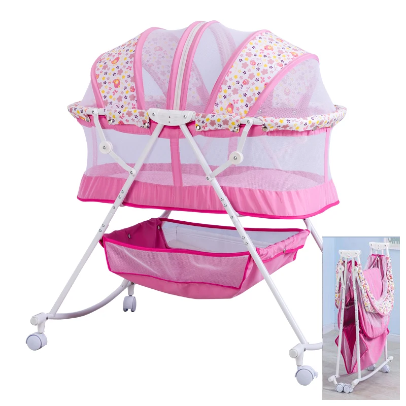 baby bed Cradle bed With mosquito net, steel frame foldable baby cirb, portable newborn baby rocking bed with 4 lockable wheels
baby bed Cradle bed With mosquito net, steel frame foldable baby cirb, portable newborn baby rocking bed with 4 lockable wheels