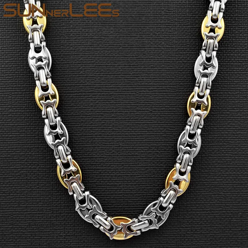 SUNNERLEES 316L Stainless Steel Necklace 10mm Geometric Byzantine Link Chain Silver Gold Men Women Fashion Jewelry Gift SC72 N
SUNNERLEES 316L Stainless Steel Necklace 10mm Geometric Byzantine Link Chain Silver Gold Men Women Fashion Jewelry Gift SC72 N