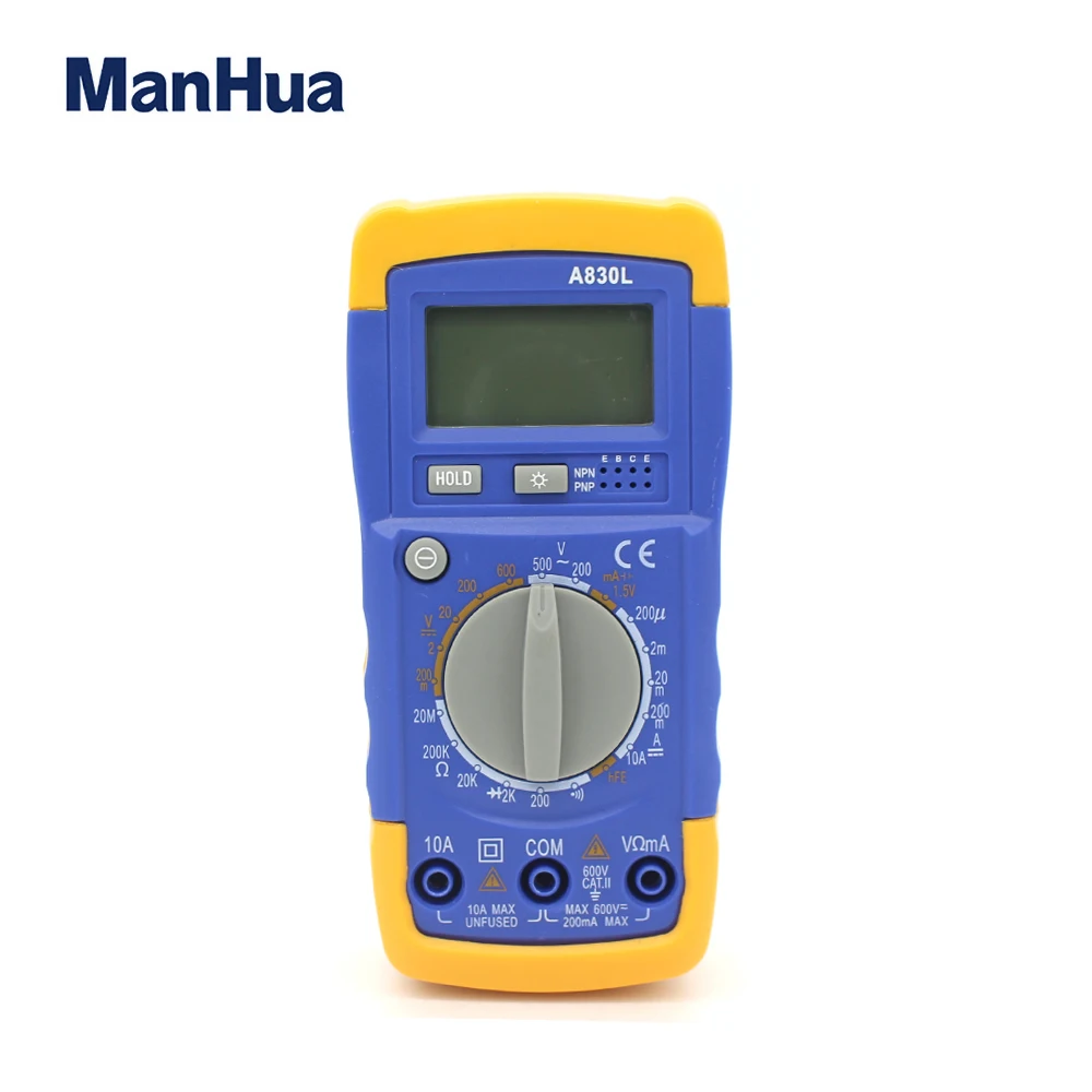 ManHua A830L Digital Multimeter Voltmeter Ammeter OHM Volt Tester AC/DC LCD Test Current Meter Overload
ManHua A830L Digital Multimeter Voltmeter Ammeter OHM Volt Tester AC/DC LCD Test Current Meter Overload
