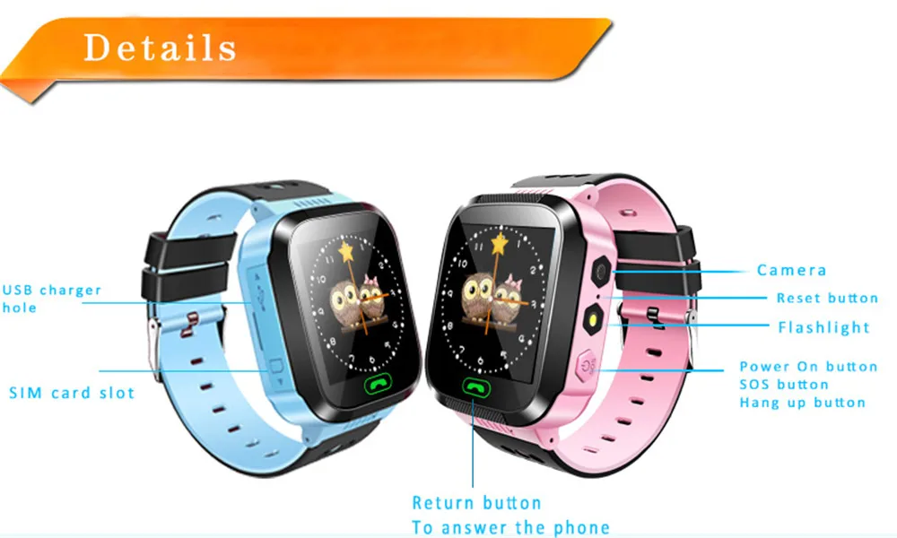 Greentiger Q02 Children Smart Watch with Camera Touch Screen SOS Call Tracking Location