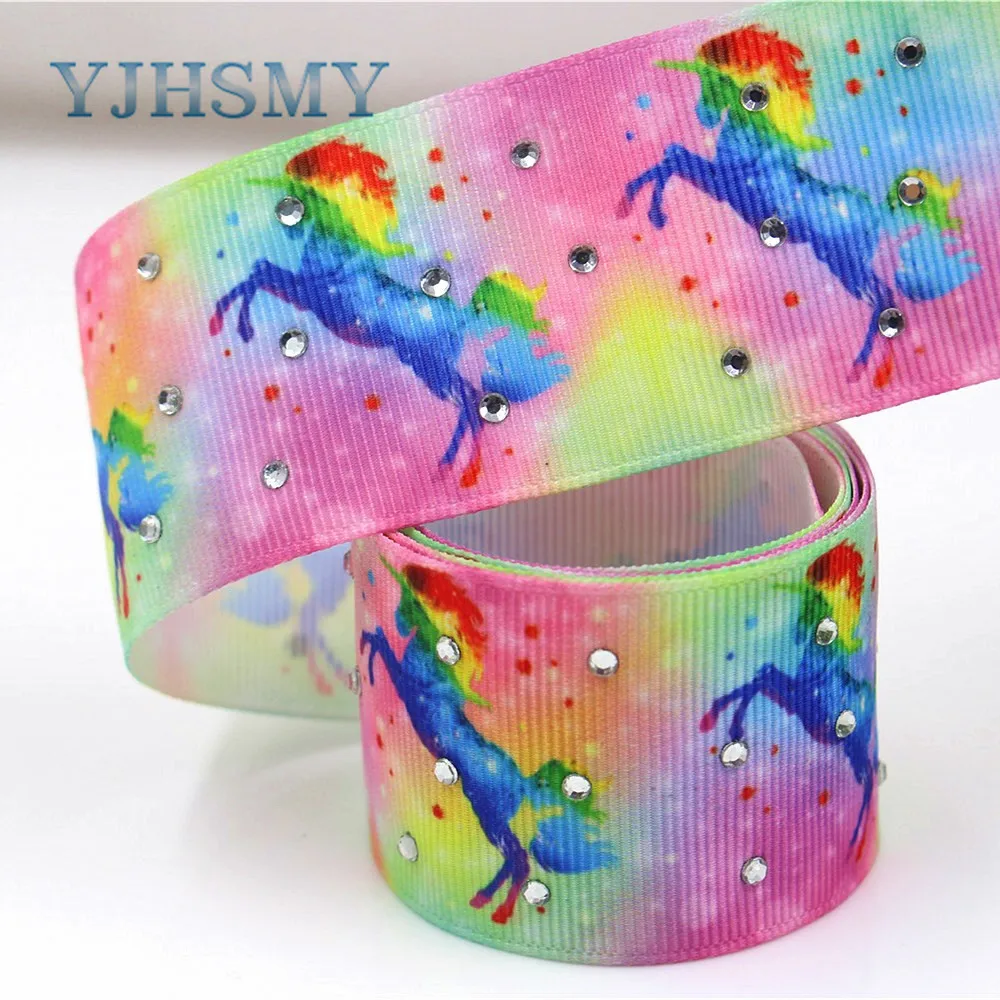 YJHSMY I-181106-160 5yards/lot 38mm Cartoon white diamond Ribbons Thermal transfer Printed grosgrain DIY wrapping materials | Дом и сад