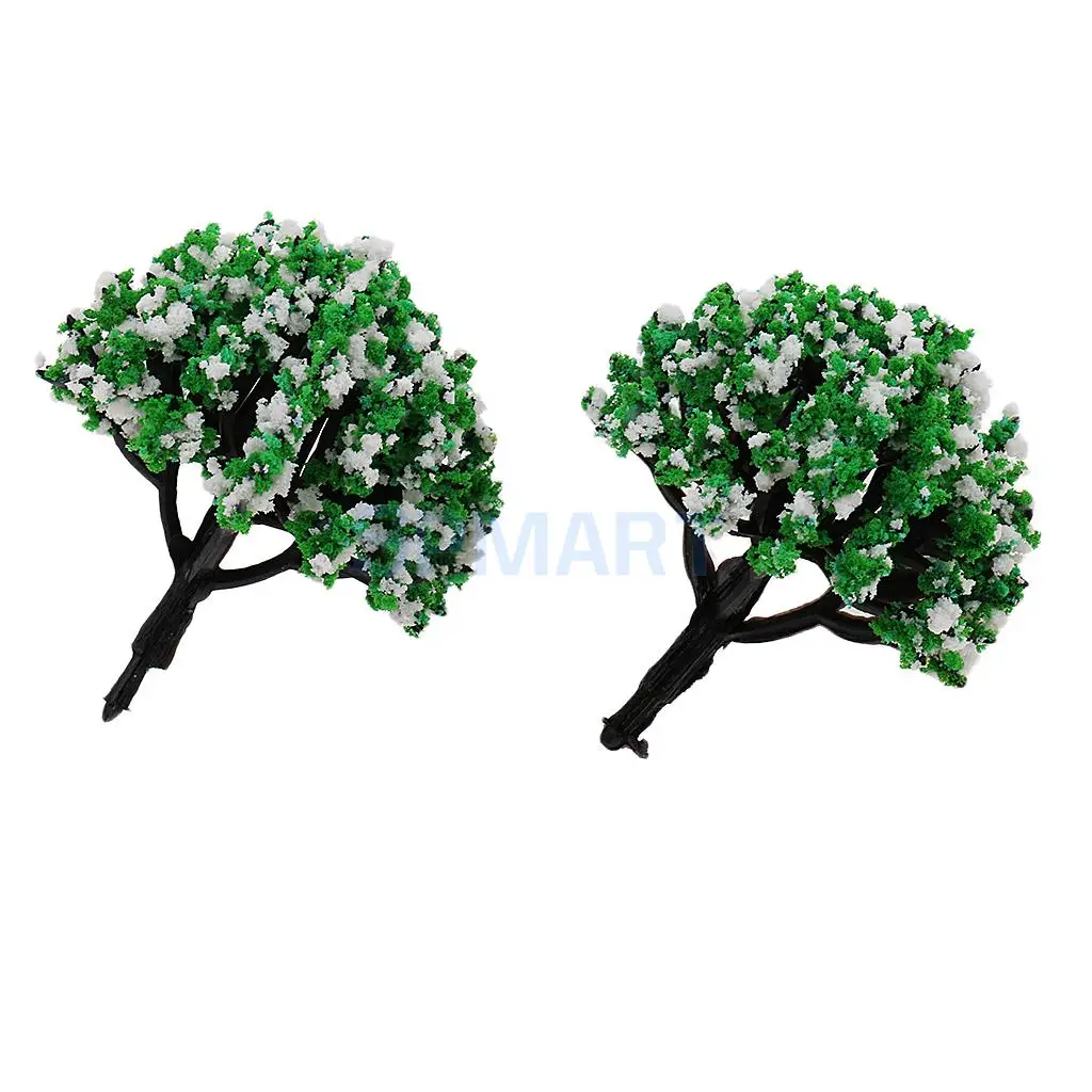 10pcs 1/200 Train Railroad Scene Scenery Landscape Model Trees Green HO Scale with Flowers Model Building Kits