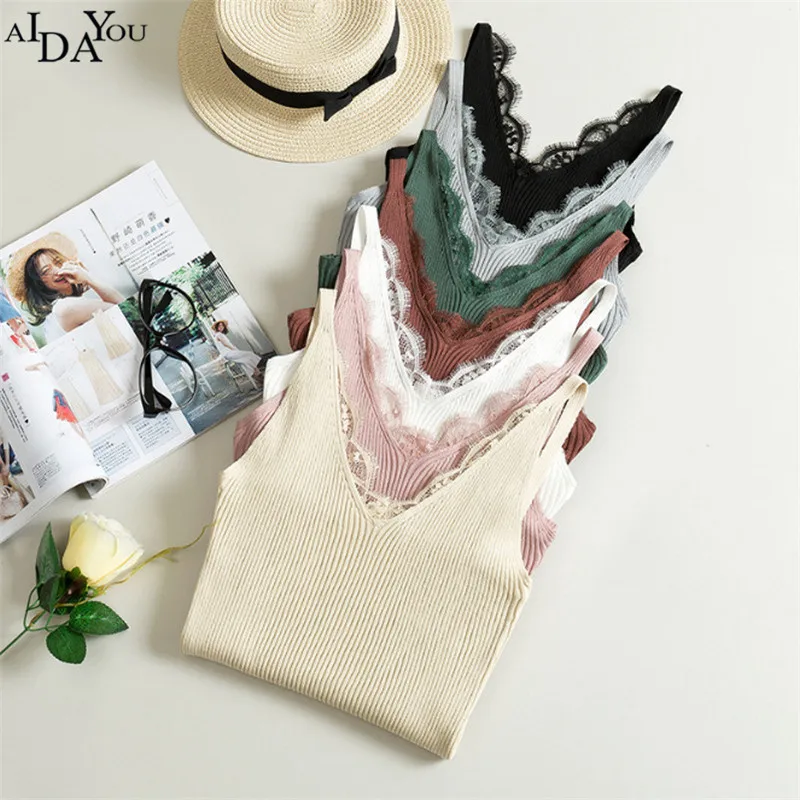 Sexy women's summer fashion knitted cotton solid tank top basic lace pure color V-neck tops for cute girls AIDAYOU ouc585
Sexy women's summer fashion knitted cotton solid tank top basic lace pure color V-neck tops for cute girls AIDAYOU ouc585