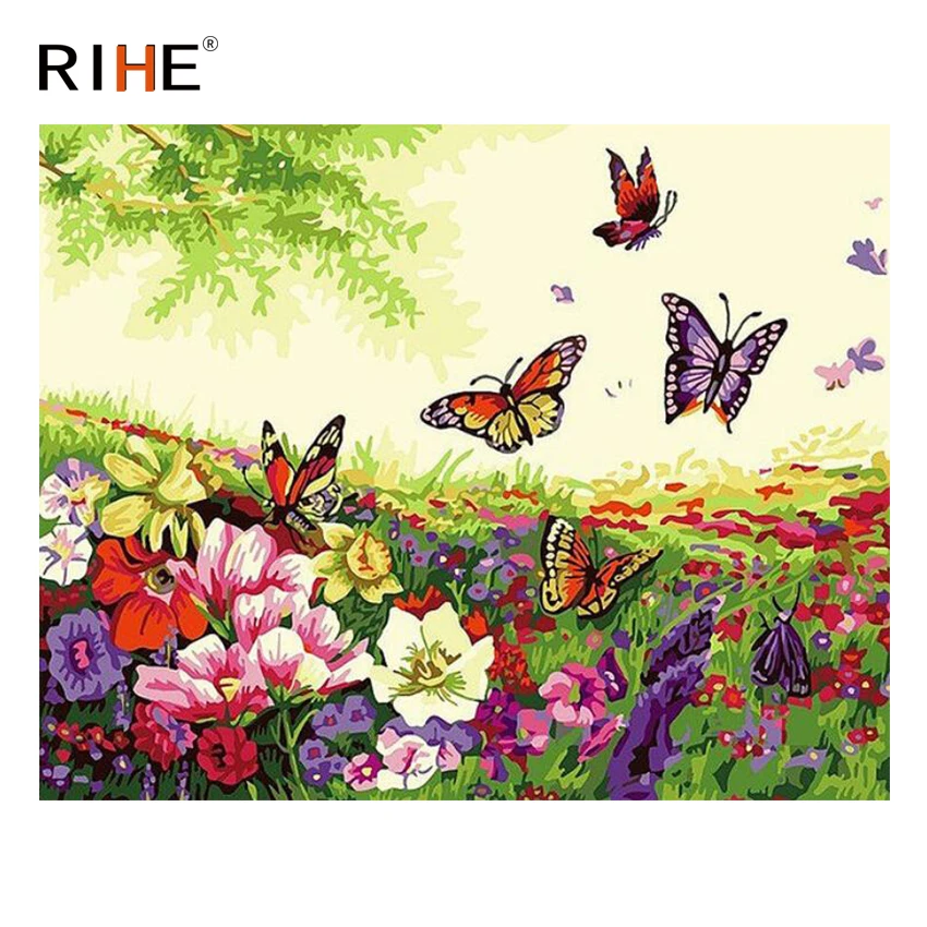 RIHE Flower Land Diy Painting By Numbers Butterfly Oil Painting Cuadros Decoracion Acrylic Paint On Canvas Modern Wall Art 2018
RIHE Flower Land Diy Painting By Numbers Butterfly Oil Painting Cuadros Decoracion Acrylic Paint On Canvas Modern Wall Art 2018