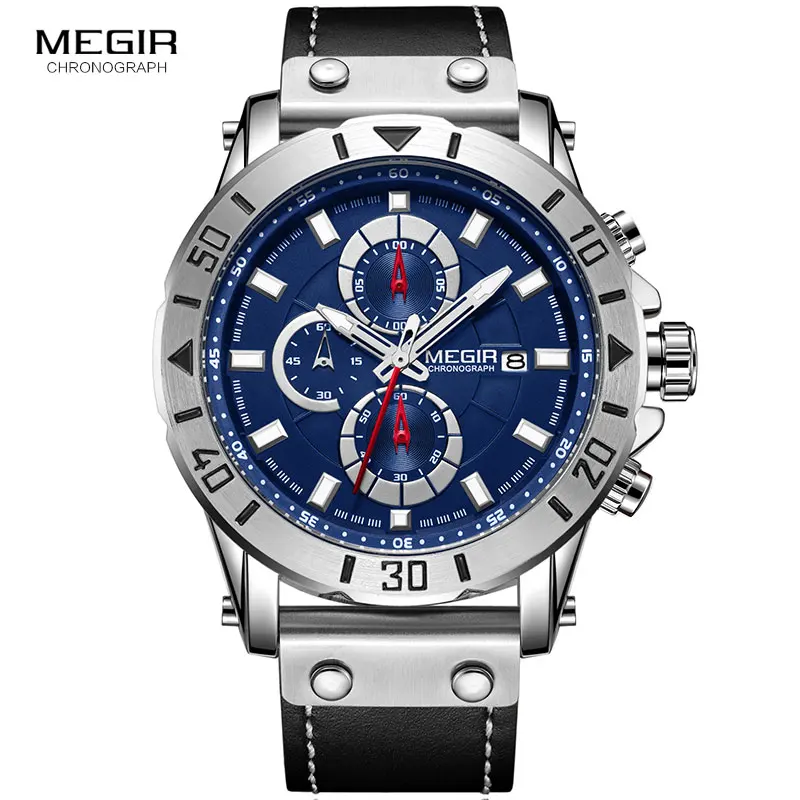 

MEGIR Top Brand Luxury 2018 Fashion Leather Strap Quartz Men Watches Casual Date Business Male Wristwatches Clock Montre Homme