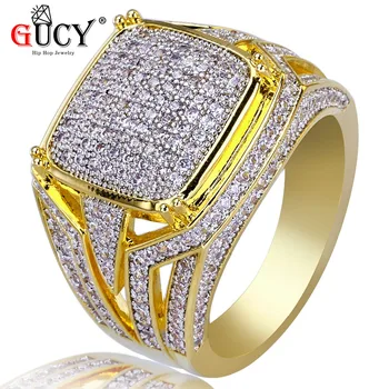 GUCY Micro Pave Cubic Zircon Ring All Iced Out Gold Color Plated Personality Fashion Hip Hop Jewelry For Men Gift
GUCY Micro Pave Cubic Zircon Ring All Iced Out Gold Color Plated Personality Fashion Hip Hop Jewelry For Men Gift