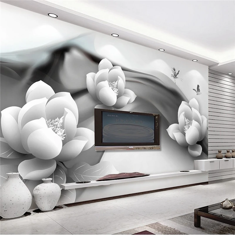 Custom Any Size Interior landscaping 3D black and white ink lotus butterfly simple 3d TV background wall Silk Mural Wallpaper
Custom Any Size Interior landscaping 3D black and white ink lotus butterfly simple 3d TV background wall Silk Mural Wallpaper