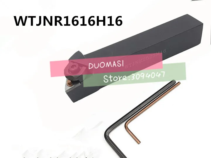 WTJNR1616H16 CNC turning tool holder,lathe External turning tool,indexable Lathe cutting tool for TNMG160404/08 Inserts Holder
WTJNR1616H16 CNC turning tool holder,lathe External turning tool,indexable Lathe cutting tool for TNMG160404/08 Inserts Holder