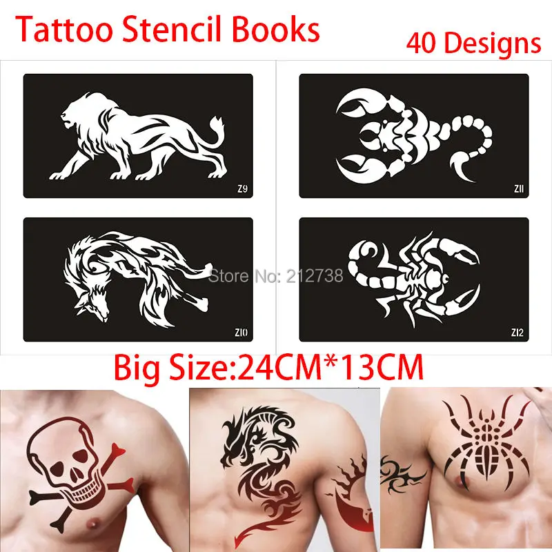 Фото 40 шт. большой размер Рисунок дракона и тигра тату на тело книжки - купить