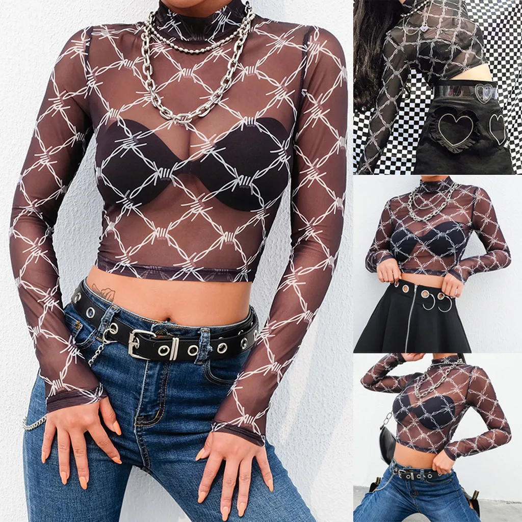JAYCOSIN Fashion Fashion Women Sexy Plaid Mesh Perspective Short Navel Top Strech Backing T-shirt Full Sleeve 201924
JAYCOSIN Fashion Fashion Women Sexy Plaid Mesh Perspective Short Navel Top Strech Backing T-shirt Full Sleeve 201924