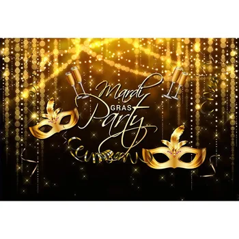 

Vinyl Masquerade Party Photo Backdrop Printed Bokeh Polka Dots Glitters Mask Event Photography Backdrop g-792