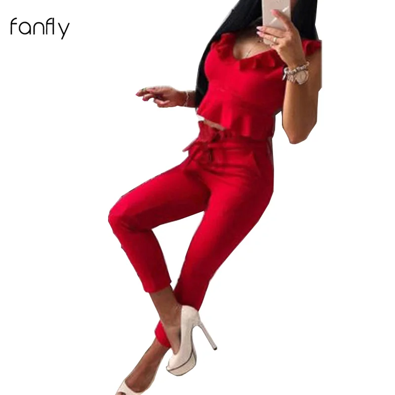 Sleeveless Two Piece Set Summer V Neck Women Tops And Pants Ruffles Solid Womens Clothing Plus Size SJ2454F
Sleeveless Two Piece Set Summer V Neck Women Tops And Pants Ruffles Solid Womens Clothing Plus Size SJ2454F