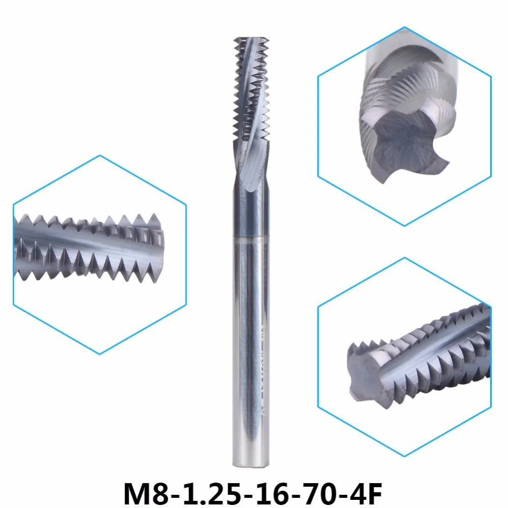 1pc M8-1.25-16-70-4F Tungsten Carbide thread end mill M8 thread milling cutters P1.25 with TIALN coating Metric 1.25mm Pitch
1pc M8-1.25-16-70-4F Tungsten Carbide thread end mill M8 thread milling cutters P1.25 with TIALN coating Metric 1.25mm Pitch