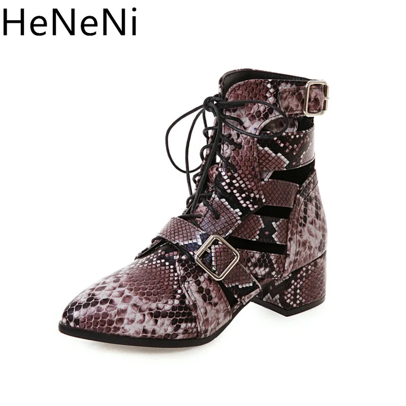 Summer boots Hollow Out Leather Martin Boots Snakeskin pattern Woman Buckle Lace Up Pointed Toe Fashion Punk Boots Motorcycle
Summer boots Hollow Out Leather Martin Boots Snakeskin pattern Woman Buckle Lace Up Pointed Toe Fashion Punk Boots Motorcycle