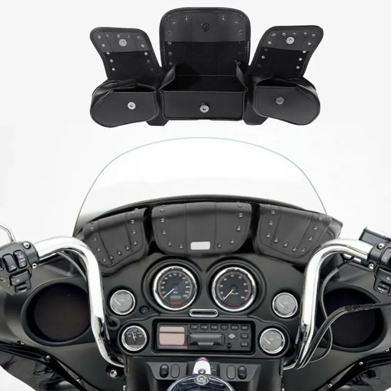 Motorcycle Windshield Bag Tri Pouch 3 Pocket For Harley Touring Electra Glide Street Glide Trike 1996-2013
Motorcycle Windshield Bag Tri Pouch 3 Pocket For Harley Touring Electra Glide Street Glide Trike 1996-2013