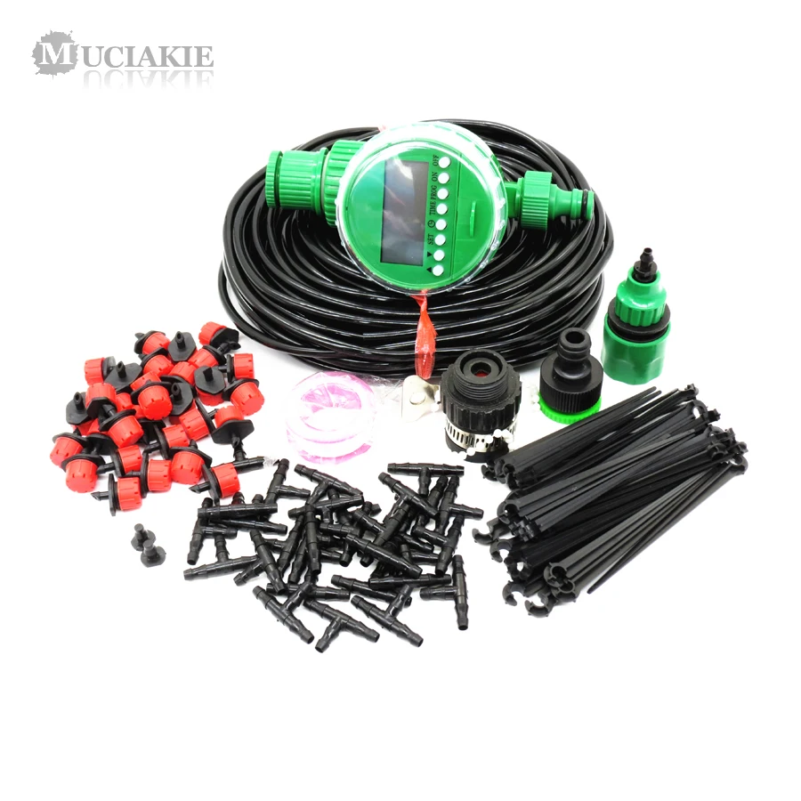 

MUCIAKIE 1 Set 20M Automatic Timer Self Watering Drip Irrigation Micro System Garden Dripper Hose Kits Watering Sprinkler System
