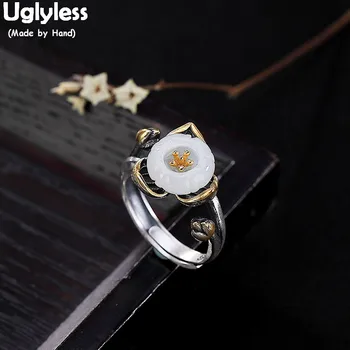Uglyless 100% Real Solid 925 Sterling Silver Handmade Flower Bud Open Rings for Women Nature Jade Plum Blossom Ring Fine Jewelry
Uglyless 100% Real Solid 925 Sterling Silver Handmade Flower Bud Open Rings for Women Nature Jade Plum Blossom Ring Fine Jewelry