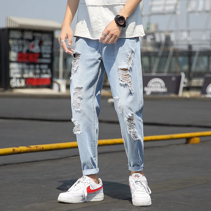 2019 Summer Jeans Men Fashion Streetwear Ripped Jeans For Men Plus Size Light Blue Men Jeans Pants Casual Trousers Male 5XL-M
2019 Summer Jeans Men Fashion Streetwear Ripped Jeans For Men Plus Size Light Blue Men Jeans Pants Casual Trousers Male 5XL-M