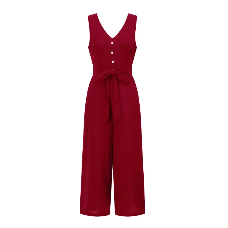 2019 Summer Office Overalls Women Jumpsuits Loose Casual Wide Leg Pants Sexy Solid V-neck Sleeveless Jumpers Pockets GV204
2019 Summer Office Overalls Women Jumpsuits Loose Casual Wide Leg Pants Sexy Solid V-neck Sleeveless Jumpers Pockets GV204