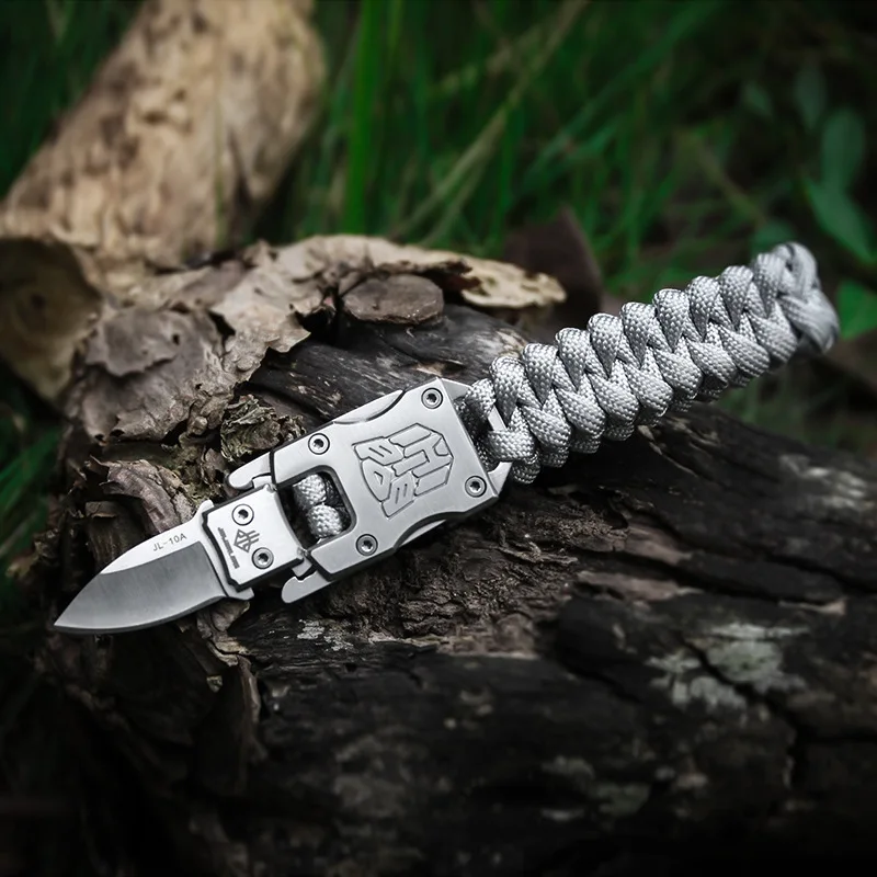 EDC outdoor survival Paracord Multitool Defensive Baton Camp Equipment Bracelet With Folding knife Multi functional self-defense bracelet survival tool (5)