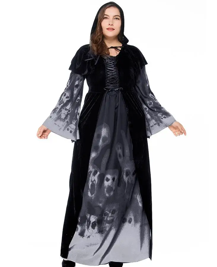 plus size Halloween skeleton print witch long vampire suit large size queen costume black long sleeve A002
plus size Halloween skeleton print witch long vampire suit large size queen costume black long sleeve A002