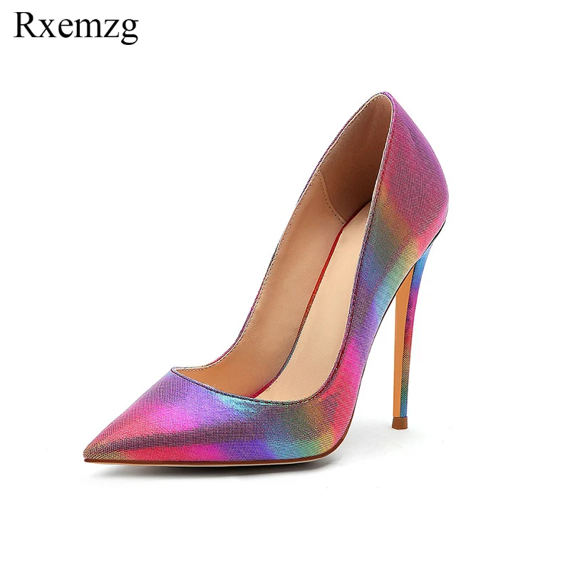 Rxemzg colorful rainbow printed pointed toe elegant pumps woman high heel stiletto 12cm 10cm party wedding shoes big size 34-45
Rxemzg colorful rainbow printed pointed toe elegant pumps woman high heel stiletto 12cm 10cm party wedding shoes big size 34-45